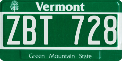 VT license plate ZBT728