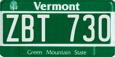 VT license plate ZBT730