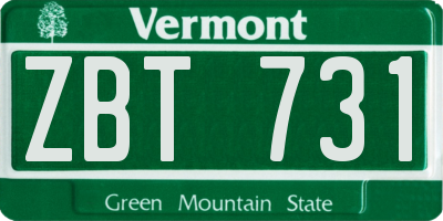 VT license plate ZBT731