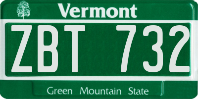 VT license plate ZBT732
