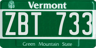 VT license plate ZBT733