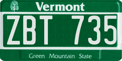 VT license plate ZBT735