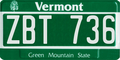VT license plate ZBT736