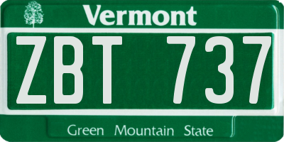 VT license plate ZBT737
