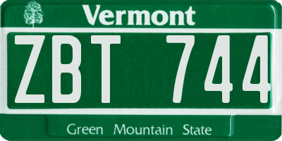 VT license plate ZBT744