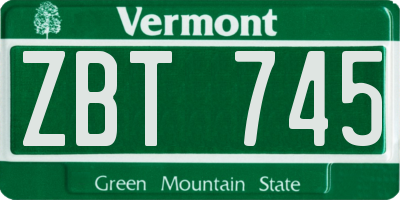 VT license plate ZBT745