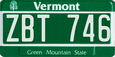 VT license plate ZBT746