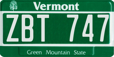 VT license plate ZBT747