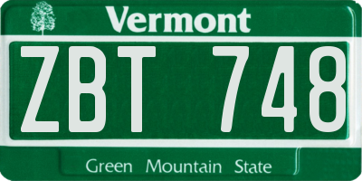 VT license plate ZBT748