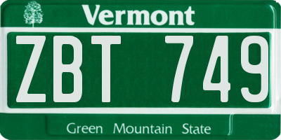 VT license plate ZBT749