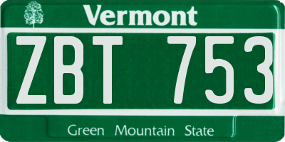 VT license plate ZBT753