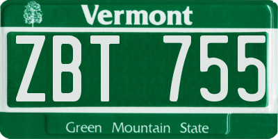 VT license plate ZBT755