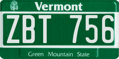 VT license plate ZBT756