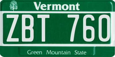 VT license plate ZBT760