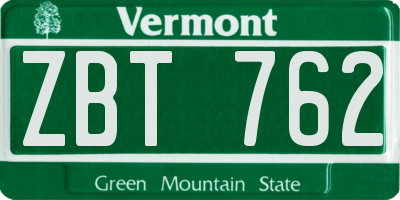 VT license plate ZBT762