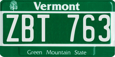 VT license plate ZBT763