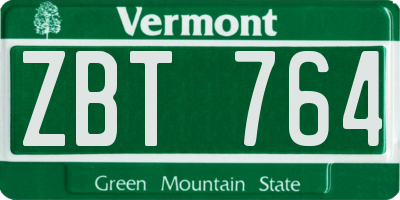 VT license plate ZBT764