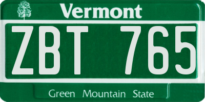 VT license plate ZBT765