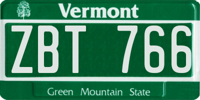 VT license plate ZBT766