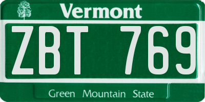 VT license plate ZBT769