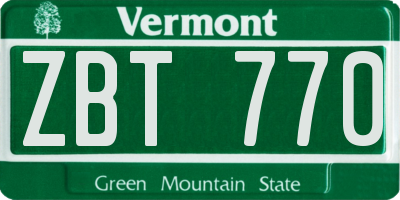 VT license plate ZBT770