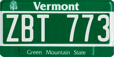 VT license plate ZBT773