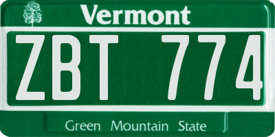 VT license plate ZBT774