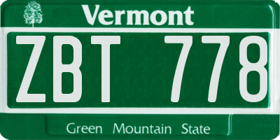 VT license plate ZBT778