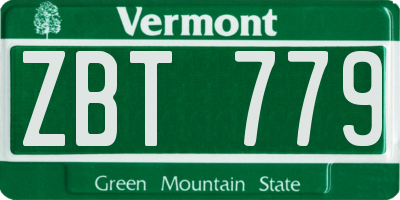VT license plate ZBT779