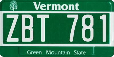 VT license plate ZBT781