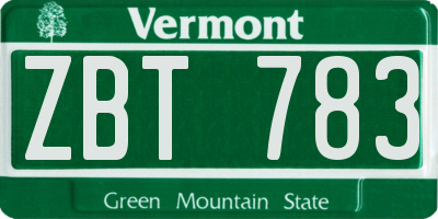 VT license plate ZBT783
