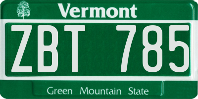 VT license plate ZBT785
