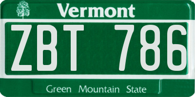 VT license plate ZBT786