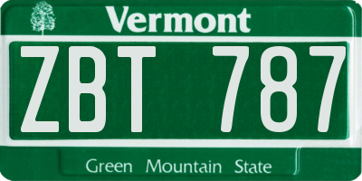 VT license plate ZBT787