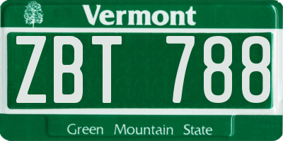 VT license plate ZBT788