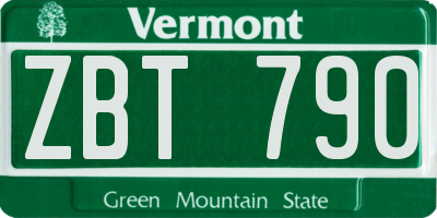 VT license plate ZBT790