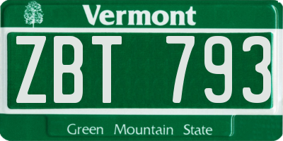 VT license plate ZBT793