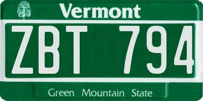 VT license plate ZBT794