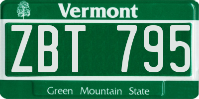 VT license plate ZBT795