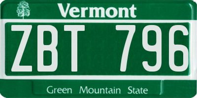 VT license plate ZBT796