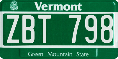 VT license plate ZBT798