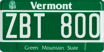 VT license plate ZBT800
