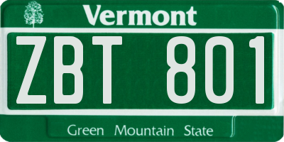 VT license plate ZBT801