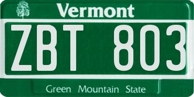 VT license plate ZBT803