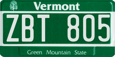 VT license plate ZBT805