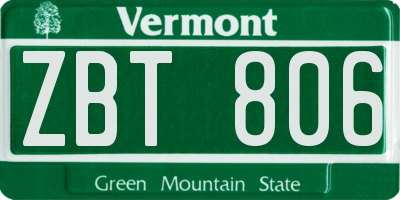 VT license plate ZBT806