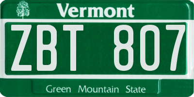 VT license plate ZBT807