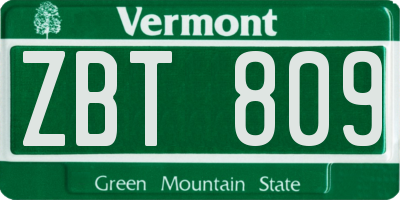 VT license plate ZBT809