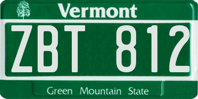 VT license plate ZBT812