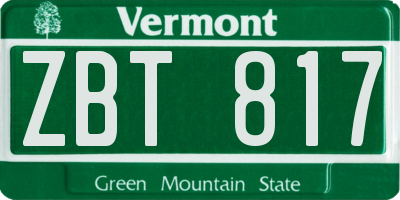VT license plate ZBT817